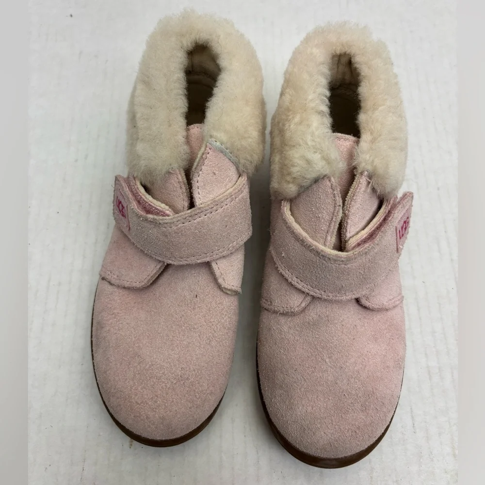 Ugg Pink Suede Shearling-Lined Boots, size 12 toddler girl, box 24
